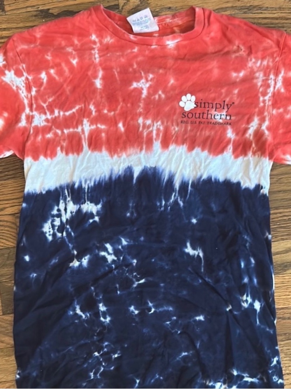 Simply Southern Red White Navy Tie-Dye Short Sleeve Tee
